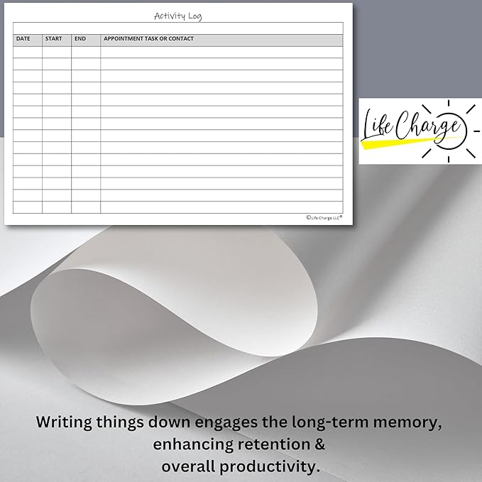 Activity Log Notepads(2 Pack, 50 Pages Each) Pad Planners to List a Task, Action or Contact. A Versatile Work Tool to Track Time & Office Productivity. 8.5 X 5.5, A5 Sheets. Made in the USA.