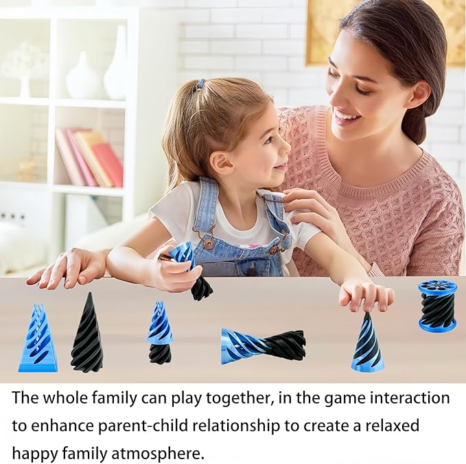3 Pack Spiral Cone Fidget Toy, Pyramid Passthrough Sculpture, Mini Cones Pass Through Pyramid Fidget Toy for Stress and Anxiety Relaxing (Blue)