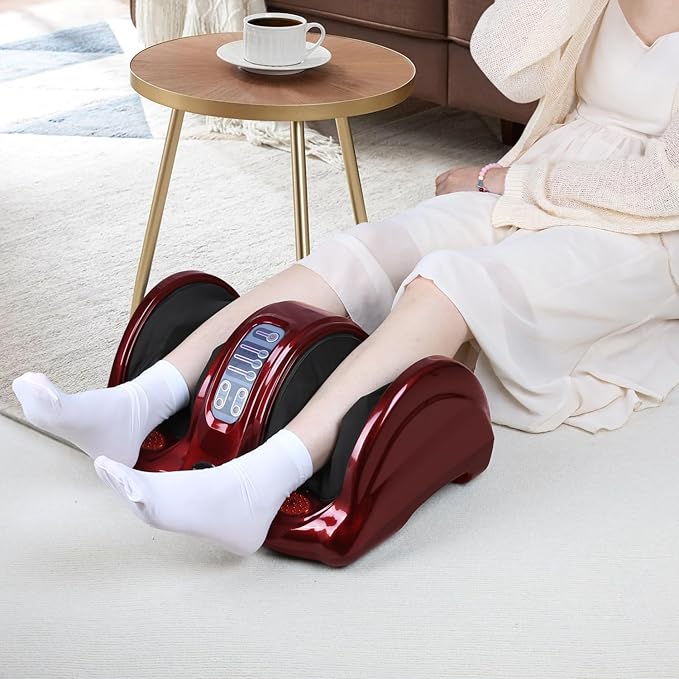 H&B Luxuries Shiatsu Foot Massager Machine with Remote Controller, Kneading and Rolling Home Massagers for Feet, Ankle, Calf, Leg, Gift for Men, Women, Father, Mom Parents and The Elderly, Red