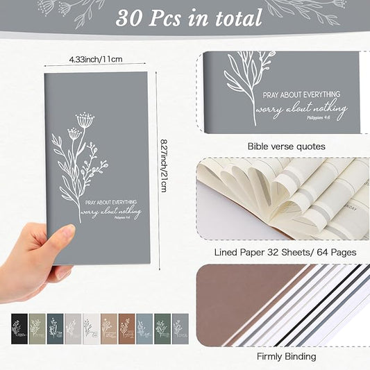 Qilery 30 Pcs Christian Gifts Bulk Pocket Planner 2025-2026 Prayer Journals for Women Men to Do List Weekly Goals for Pastors' Wives Appreciation Day Church Sunday School(Neutral Color,Aesthetic)