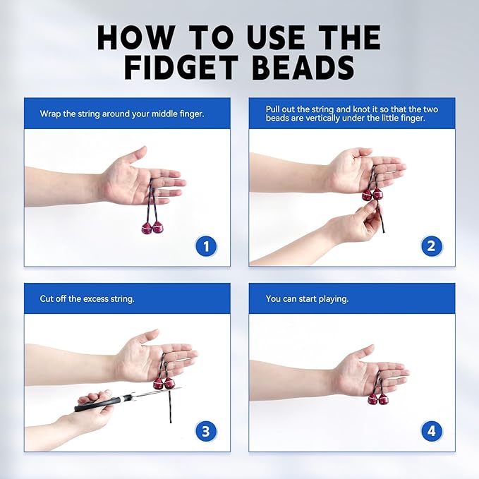 Fidget Beads, Metal Fidget Toy EDC Anxiety Relief Toy for Men Women Teens Skill Players Stress Relief Toys(A-Black&White)