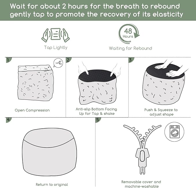 HIGOGOGO Round Stuffed Pouf Ottoman, Corduroy Poufs with Foam Chunk Filling, Furry and Fluffy Pouf Foot Stool Storage Ottoman, 20 X 15 Floor Poufs Foot Rest for Living Room, Pink