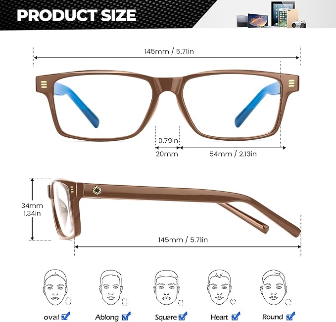 ANYLUV Blue Light Glasses Men Woman, Blue Light Blocking Glasses for Computer Gaming, Eye Strain Relief Eye Protection