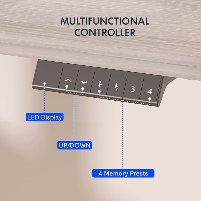 FLEXISPOT EN1 One-Piece Standing Desk 48 x 24 Inches Height Adjustable Electric Desk Sit Stand Desk Home Office Desks (White Frame + Gray Wood Grain Top, 2 Packages)