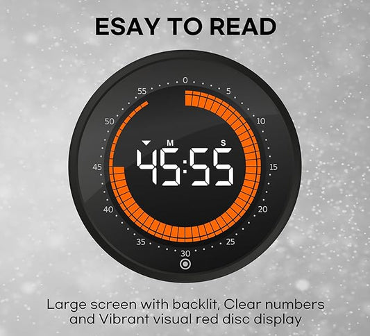 Digital Visual Timer, 60 min Countdown & Count up, Large Screen for Kids & Senior, Magnetic, Kitchen Cooking, Gym, Classroom, Productivity time Management Tool for Autism & ADHD