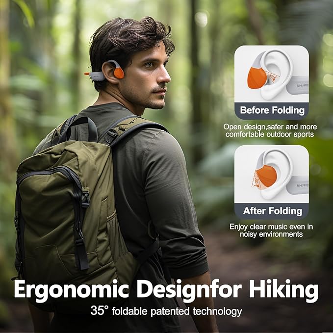 Swimming Headphones, Bone Conduction Sports Headphones, IP68 Waterproof with MP3 Mode 32GB Memory, Bluetooth 5.4 Open Ear Headphones with Mic, 10 Hours Playtime for Swimming, Wilderness, Running