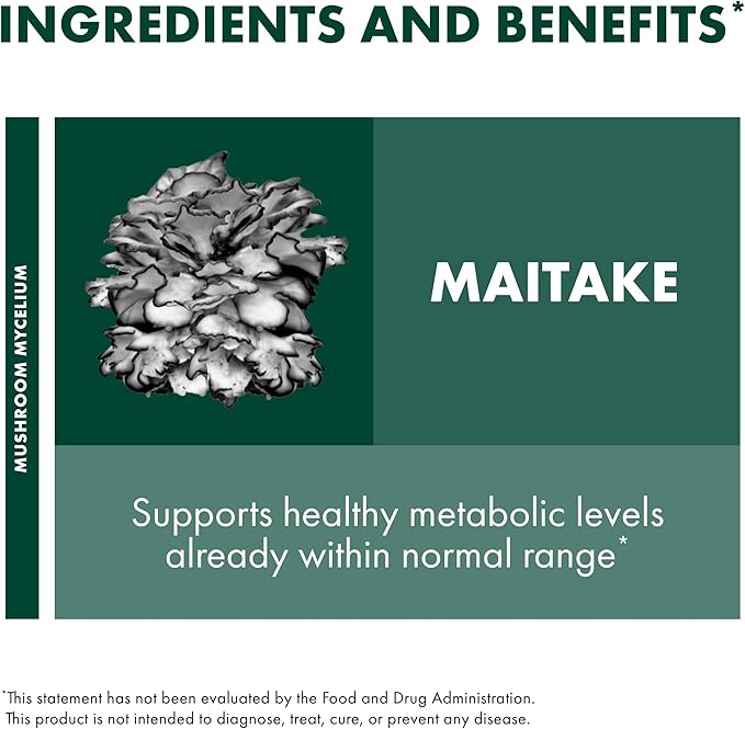 Host Defense Maitake Capsules - Immune & Cellular Health Support Supplement - Dietary Herbal Supplement with Maitake Mushroom & Mushroom Mycelium - 60 Capsules (30 Servings)*