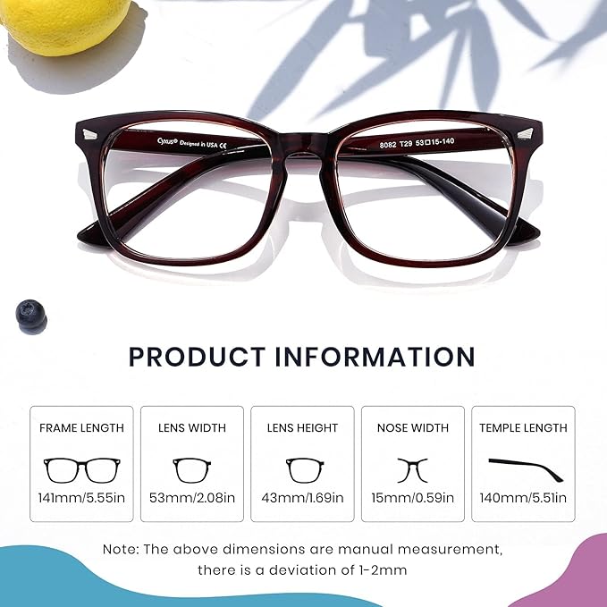 Cyxus Blue Light Glasses for Men Women Reduce Eye Strain UV Blocking for Computer Screen 8082