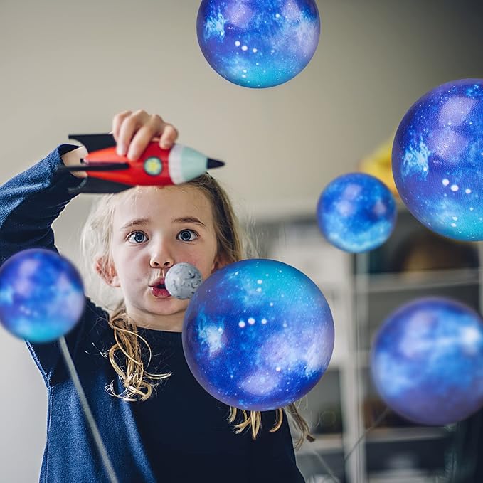 AMOR PRESENT 12PCS Space Party Favors, 2 Inch Galaxy Stress Balls Mini Foam Squeeze Squishies Toys for Stress Relief Outer Space Astronaut Party Class Reward