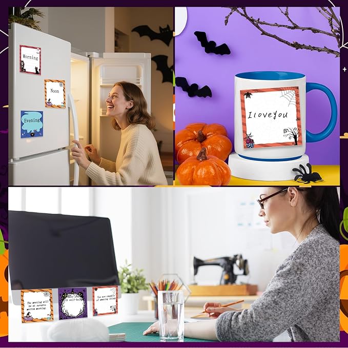 Halloween Sticky Notes Gifts - 9 Pack Funny Halloween Notepads 3x3 Inch, Creepy Pumpkin Ghost Memo Pads for Women Men, Horror Trick or Treat Gifts Office School Supplies (450 Sheets)
