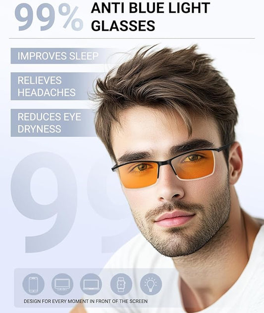 Blue Light Blocking Glasses | Max Protection Gaming & Computer Glasses | Reduce Eye Strain & Improve Sleep