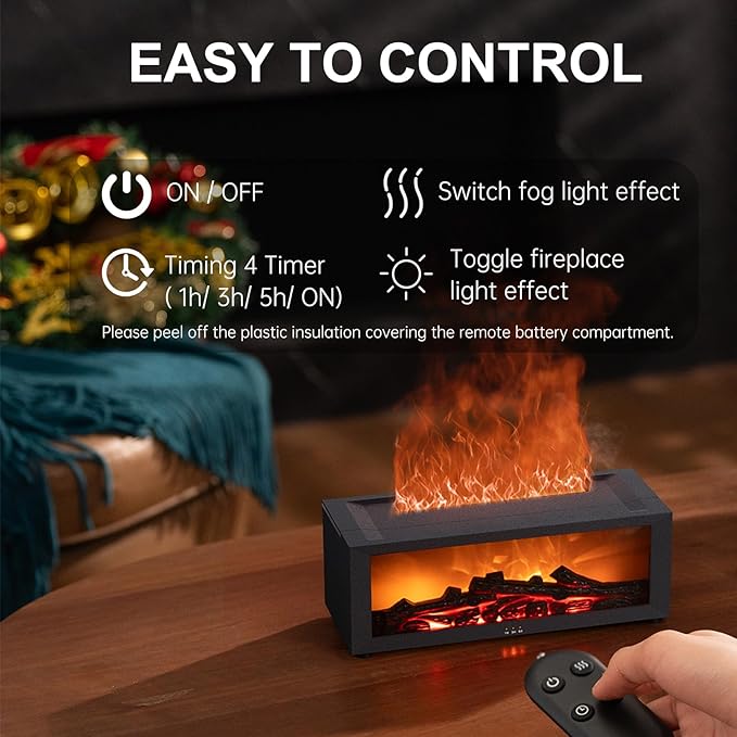 Fireplace Diffuser Humidifier,Fireplace Aromatherapy Essential Oil Diffuser, Ultrasonic Colorful Cool Mini Flame Fire Aroma Humidifier with Timer for Home,Bedroom,Office,Yoga