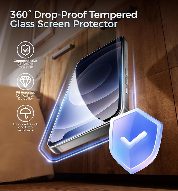 MAGIC JOHN 3rd Gen Upgraded for iPhone 12/12Pro Screen Protector 6.1 Inch,HD Clear,Shatterproof Tempered Film,Auto Dust-Elimination,Bubble Free,Easy Installation,2 Pack