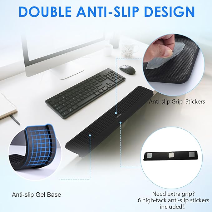 UnivoColors PostureUp L-Shaped Desk Long Wrist Rest & Elbow Rest, Non-Slip, Memory Foam, Desk Edge Support, Ergonomic Design for Long-Hour Work (23.6 * 3.9 inch One-Piece Design)