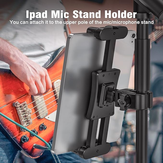 Spin Bike Tablet Holder, 360° Rotation Tablet iPad Holder for Treadmill, Stationary Bike, Exercise Bicycle, Microphone Stand, C Clamp for iPad mini/Air/Pro Smartphones and All 4.7-13" Devices