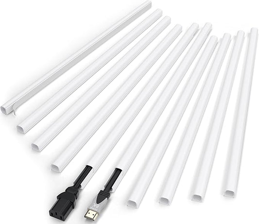 ZhiYo 142in Cord Covers for Wires on Wall, One Cord Hider, Self-Adhesive Wire Covers for Cords on Wall, Paintable TV Cable Hider, White Cable Management Raceway Channel, 10x L14in, W0.5in H0.4in