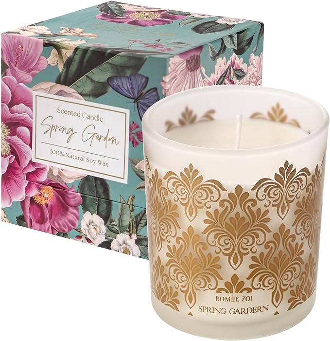 Scented Candle - Garden with Scent of Mix Floral Bouquet- 6oz Aromatherapy Soy Wax Jar Candle for Home, Gifts for Women - 170g