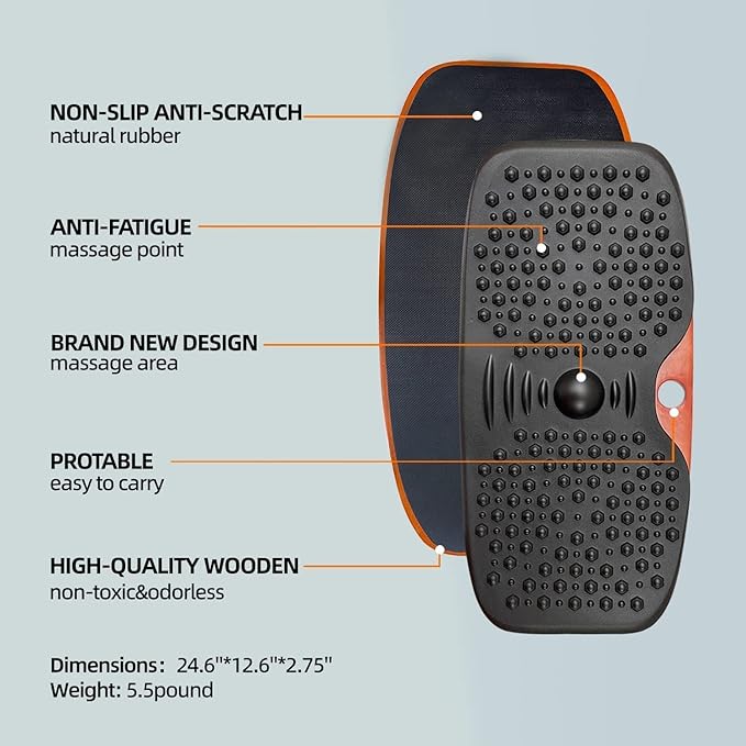 Standing Desk Anti fatigue Balance Board standing desk mat wobble board Rocker Board Comfort Mat for Office (Large Size)