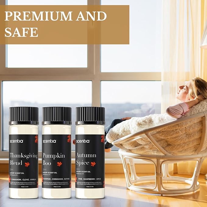Fall Essential Oils for Diffuser with 3 Cozy Scents: Autumn Spice, Thanksgiving Blend & Pumpkin Boo - 20ml Aromatherapy Oils for Home, Candles & DIY - Perfect Fall Gift