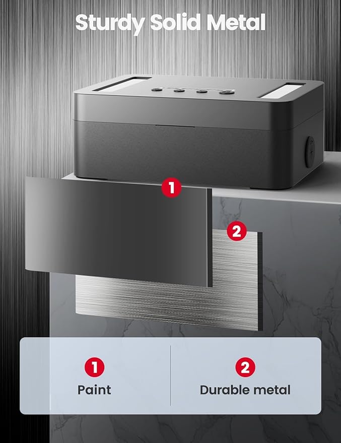 Vaydeer Metal Time Lock Box, Phone Lock Box with Timer, Timed Locking Safe, Self-Control Container with USB C Charge,Child Lock, Audio Prompt, Time Release Storage Locker for Phone/iPad Mini/Medicine