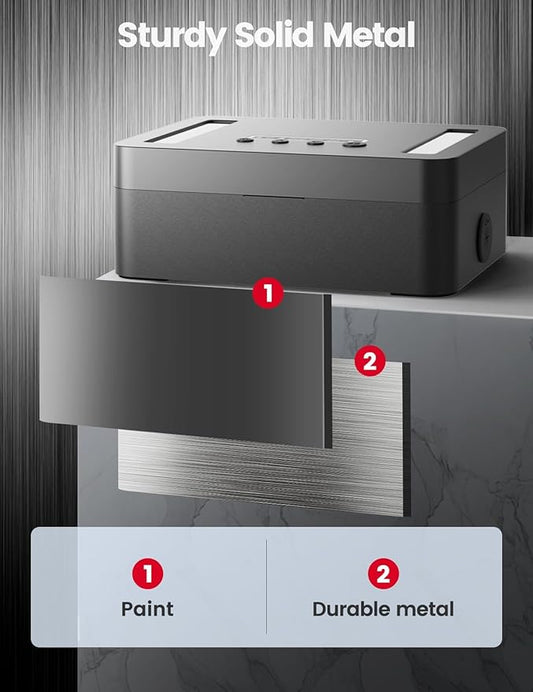 Vaydeer Metal Time Lock Box, Phone Lock Box with Timer, Timed Locking Safe, Self-Control Container with USB C Charge,Child Lock, Audio Prompt, Time Release Storage Locker for Phone/iPad Mini/Medicine