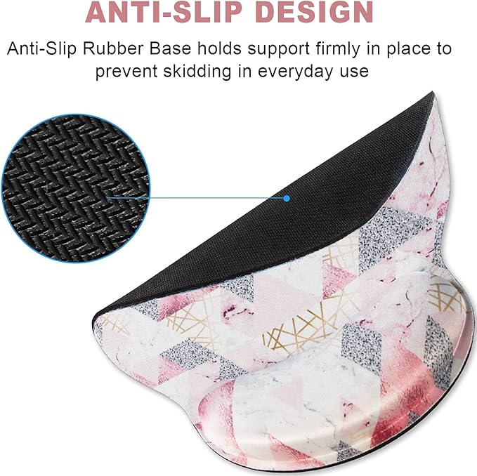 ToLuLu Mouse Pad Wrist Rest Support, Gel Mouse Pads with Non Slip Rubber Base Memory Foam Mousepad, Mouse Wrist Rest Pad for Laptop Computer Home Office Working Gaming Pain Relief, Pink Triangle