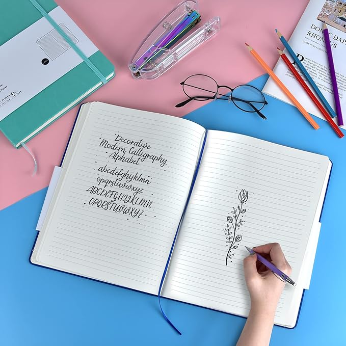 2 Pack B5 Journal Notebooks Classic College Ruled Notebooks Hardcover Lined Journals for Office Home School Business Writing Note Taking, 10.2 x 7.5 inch, 100GSM Thick Paper, 160 Pages (Blue/Green)