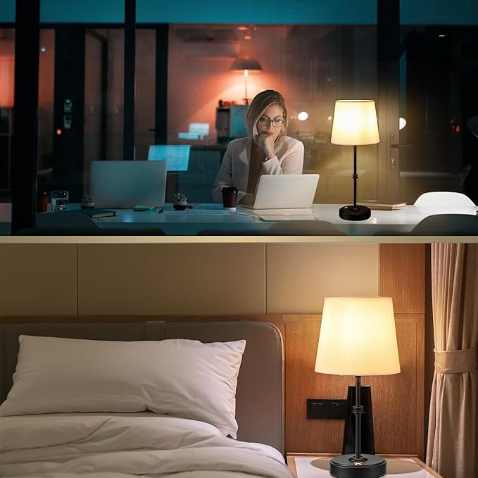 Rechargeable LED Cordless Table Lamp, 5200mAh Battery Operated, 3 Level Brightness, Portable Night Bedside Lamp, Ambient Desk Light for Home Decor, Patio, Restaurant, Dinning(Black)