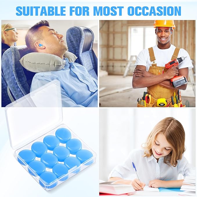 Frienda 21 Pairs Ear Plugs for Sleeping Reusable Moldable Silicone Earplugs Soft Noise Cancelling Earplugs Sound Blocking Ear Plugs with Case for Swimming Concert 32dB NRR (Blue)