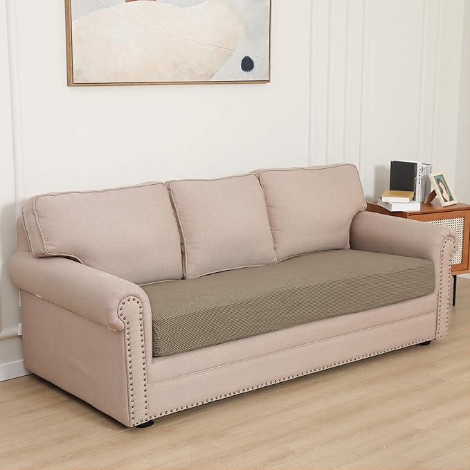 Easy-Going Stretch Cushion Cover Sofa Cushion Furniture Protector Sofa Seat Sofa slipcover Sofa Cover Soft Flexibility with Elastic Bottom(Sofa Cushion,Natural)