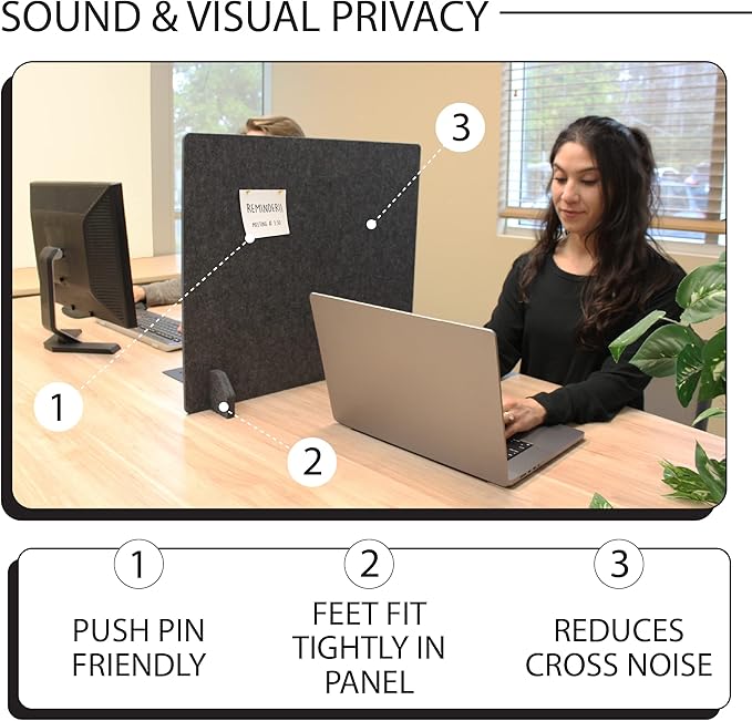 Acoustic Freestanding Desk Divider - Noise Reducing Desk Privacy Panel - Library & Office Furniture Partition - Workstations Shield Barrier - Instant Wall Desk 20" H x 24" W (4 Pack, Shadow)