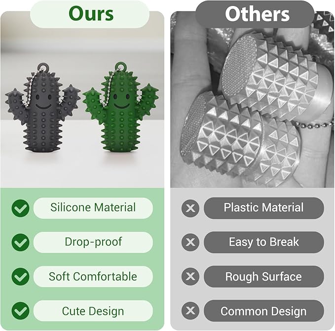 2 PCS Silicone Little Cactus Ouchies Pain Fidget Toys Mini Spiky Sensory Fidget Novelty Sensory Gifts for Adults Teens Anxiety & Stress Relief (GreenGray, 2P)