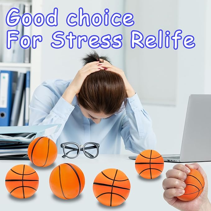 30PCS Large 2.5inch Squeeze Basketball Ball,Stress Sports Ball,Mini Foam Balls Anxiety Stress Relief for Basketball Party Favor Decoration Sports Theme Game Kids Prizes