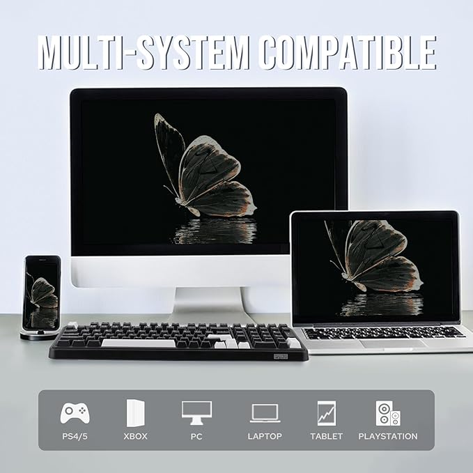 EPOMAKER TH99 Tri-Mode Wireless Mechanical Keyboard with 8000mAh Battery, Hot Swappable Custom RGB Gaming Keyboard with Numpad, Gasket Creamy for PC/Mac/Office (Black)