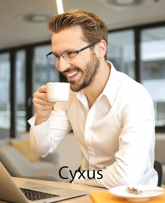 Cyxus Blue Light Glasses for Men Semi Rim Crystal Lens Rimless Glasses UV Blocking Gaming Eyeglasses