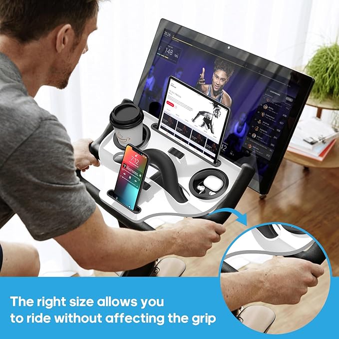 Desk Attachment Compatible with Peloton Bike (NOT Bike+) Tray Holder for Phone, Cup, Tablet, Ergonomic Platform Tray Accessories for Peloton Spin Bikes Transparent Acrylic Material