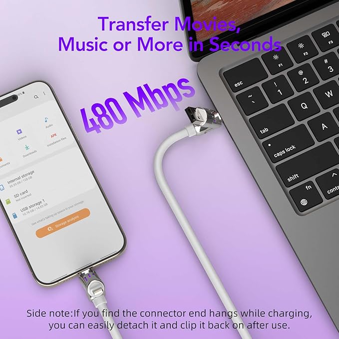 MFish 4-in-1 Universal USB Charging Cable with Carrying Case – 240W Max Fast Charger Cord, USB-A, Dual USB-C & Lighting, for iPhone 14/15/16/17 Series, iPad & MacBook and More (White, 6.6Ft)