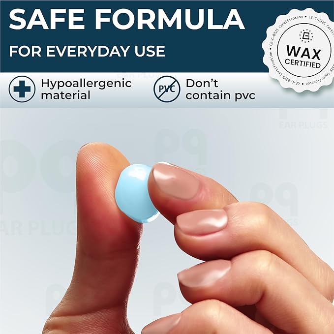 Peace&Quiet PQ Wax Ear Plugs for Sleeping, Swimming - 54 Noise Cancelling Silicone Gel Wax Earplugs, Ear Protection for Sleep and Swim, Soft Wax Pillows with Sound Blocking Level 32Db, (54 Pillows)