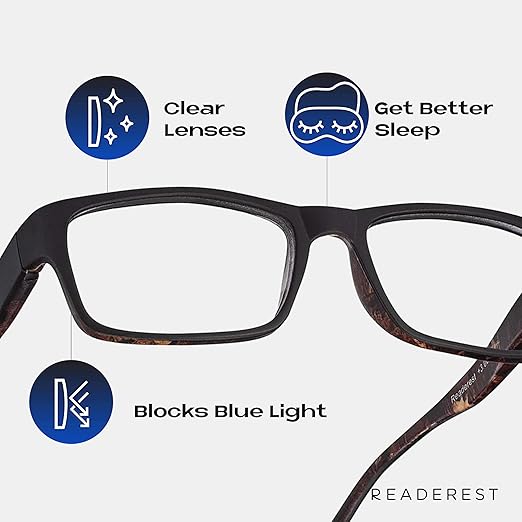 Readerest Blue Light Blocking Glasses – Computer Eyewear, UV Protection, Eye Strain & Glare Reduction, Lightweight Frame