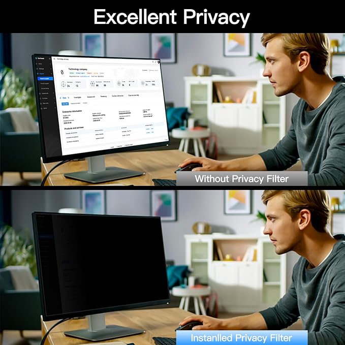 27 Inch Computer Privacy Screen for 16:9 Aspect Ratio Widescreen Monitor, Eye Protection Anti Glare Blue Light Computer Monitor Privacy Filter, Removable Anti-Scratch 27in Protector Film