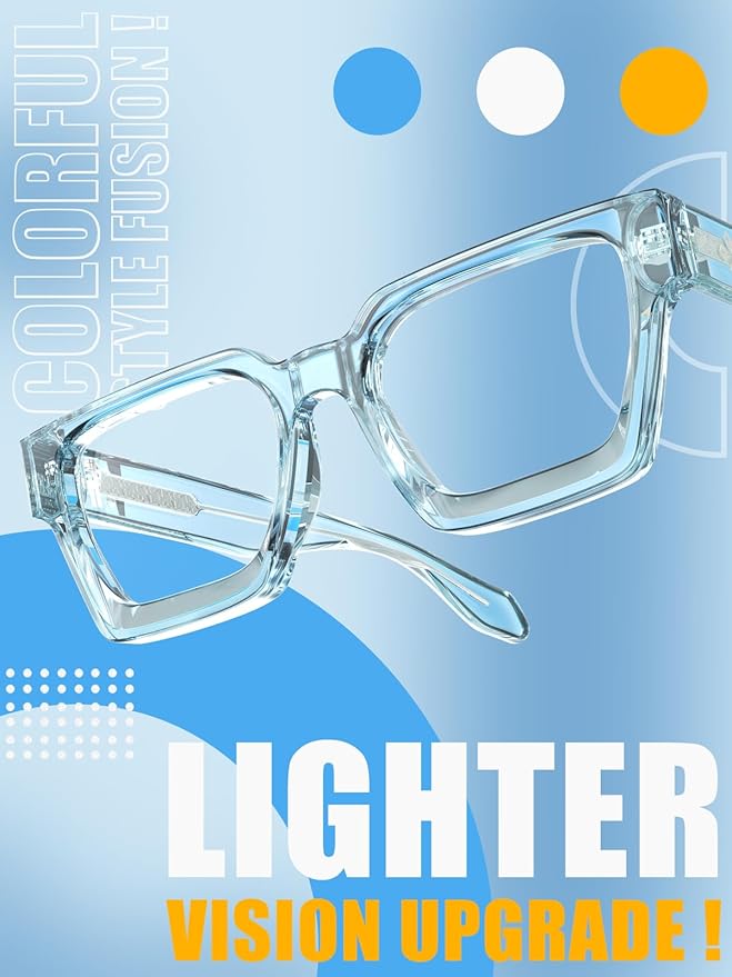 VISOONE Enhanced Version Rectangle Chic Preppy Look Blue Light Blocking Glasses for Women Men RIVER-LIGHTER