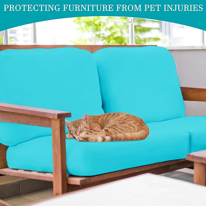 12 Pcs Stretch Patio Cushion Covers,Outdoor Couch Covers Replacement,Outdoor Couch & Sofa Slipcovers,for Patio Furniture Cushion Covers,Washable Reusable Furniture Protector (Sky Blue, Cover Only)