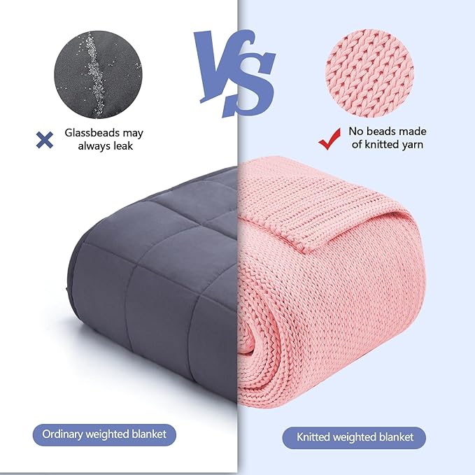L'AGRATY Knitted Weighted Blanket - 50"x60" 10lbs Cooling Chunky Knit Heavy Blanket for Adults Braided Crochet Throw Thick Cable Yarn Knit Decorative Blanket No Beads Evenly Weighted Machine Washable