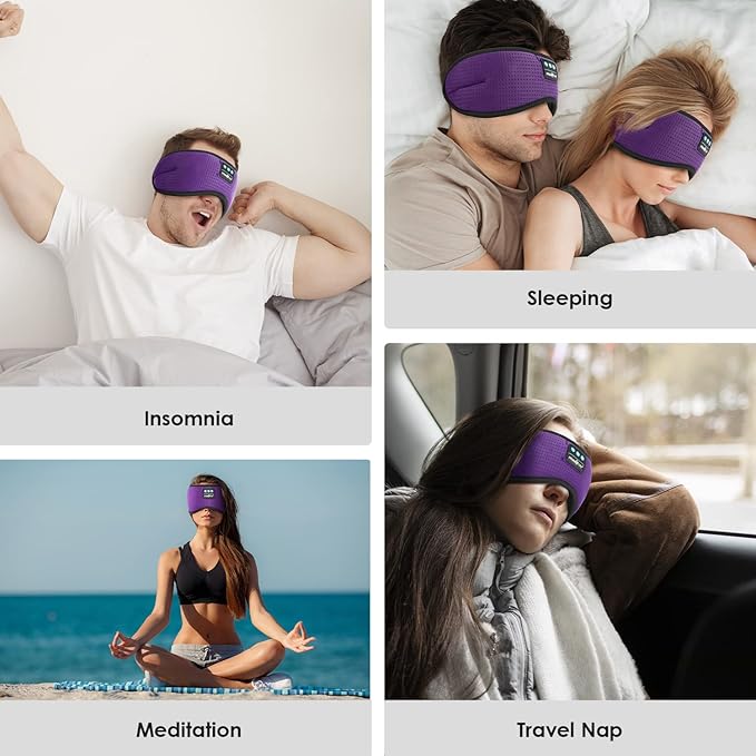MUSICOZY Sleep Headphones Bluetooth, Sleeping Eye Mask Headband Headphones, Wireless Music Earbuds Earphones with HD Speakers for Side Sleepers Men Women Cool Gadgets Unique Gifts