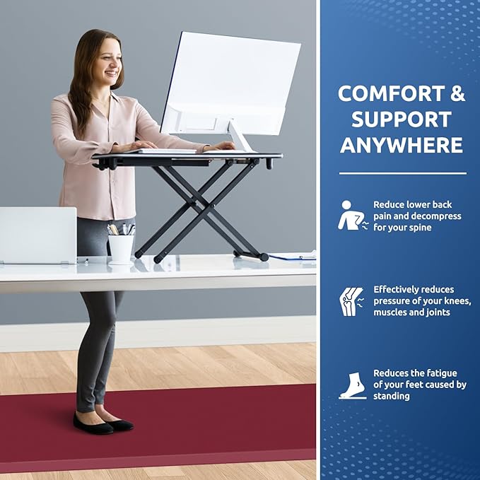 KitchenClouds Kitchen Mat Cushioned Anti Fatigue Rug 24"x70" Waterproof, Non Slip, Standing and Comfort Desk/Floor Mats for House Sink Office (Red)