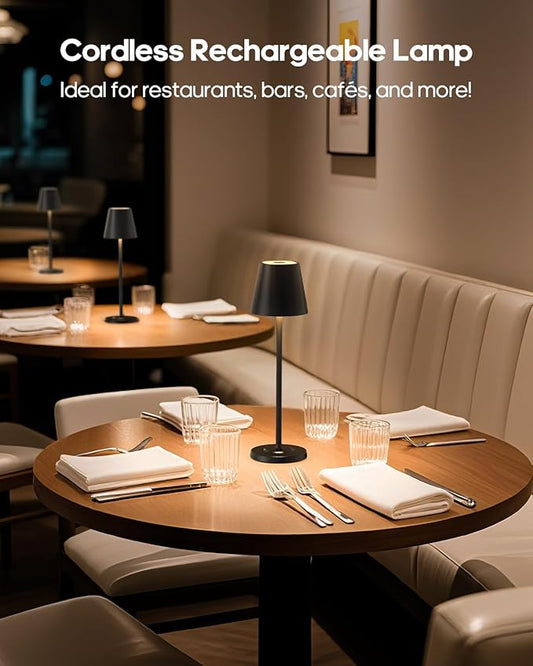 LED Cordless Table Lamp Rechargeable, 3-Height Adjustable, 5500mAh Battery Operated Lamp, 3-Color Dimming Touch Lamp, Portable Lamp for Dining, Bedroom,Camping, Outdoor, Indoor(Black 2 Pcs)