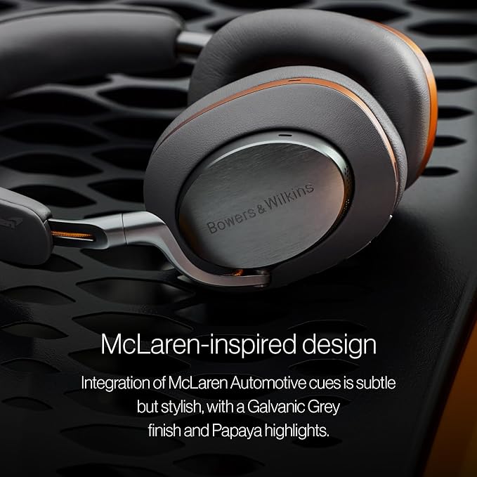 Bowers & Wilkins Px8 McLaren Edition Over-Ear Wireless Headphones, Advanced Active Noise Cancellation, 30-Hour Battery Life, 15-Min Quick Charging