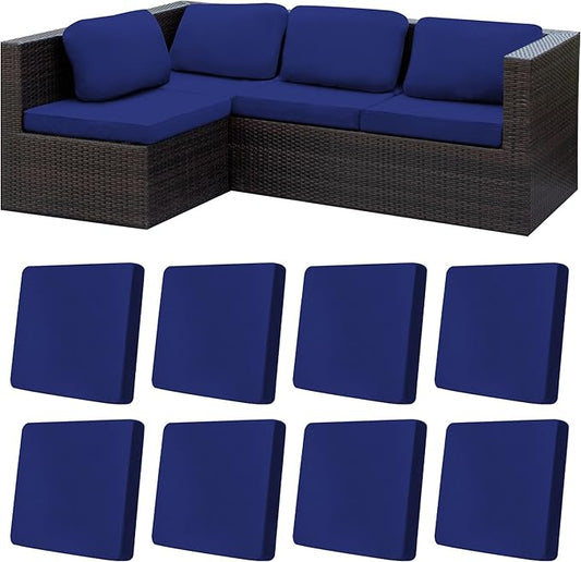8Pcs Stretch Patio Cushion Covers,Outdoor Couch Covers Replacement,Outdoor Couch & Sofa Slipcovers,for Patio Furniture Cushion Covers,Washable Reusable Furniture Protector (Lake Blue, Cover Only)