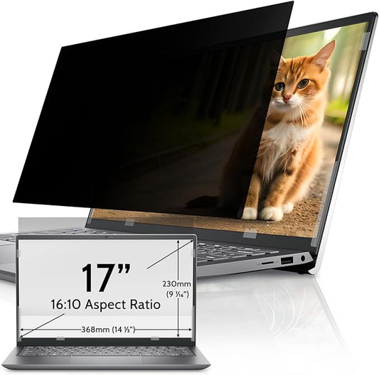 IPROKKO Laptop Privacy Screen 17 Inch for HP Dell Acer Asus Lenovo Thinkpad Envy XPS, 16:10 Aspect Removable 17in Anti Blue Light Glare Privacy Filter Shield, Anti Spy Computer Monitor Security Protector