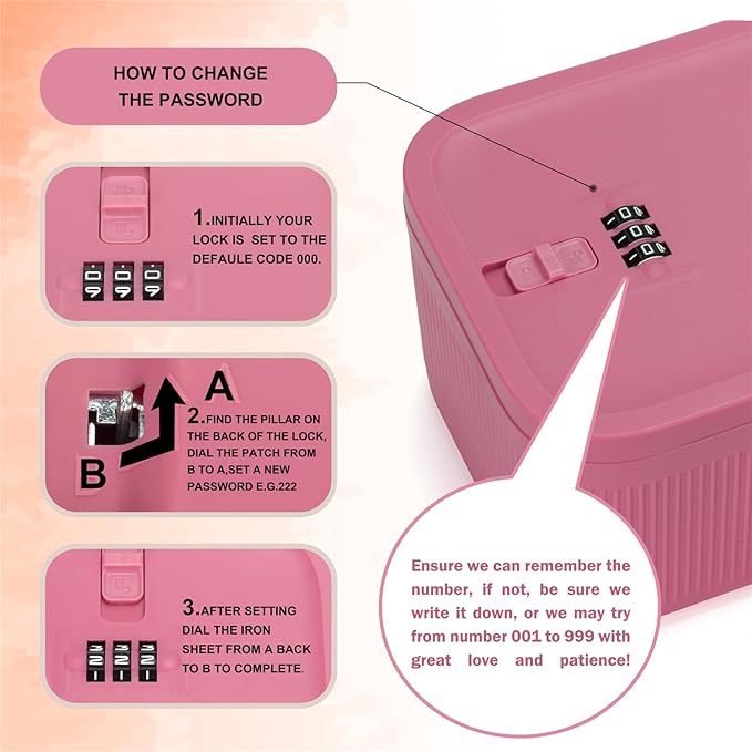 Zmains Small Medicine Box - 2L Small Lock Box With Code, Portable Lockable Storage Boxes for Personal Items, Refrigerator Phone Lock Box Food Locked Box with Locking Lid for Home and Office